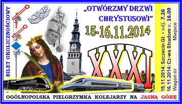 Bilet pielgrzymkowy, okoliczno�ciowy z 15-16.11.2014 roku