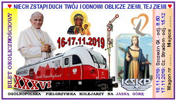 Bilet pielgrzymkowy, okoliczno�ciowy z 16-17.11.2019 roku - kliknij, aby powi�kszy�...