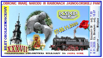 Bilet pielgrzymkowy, okoliczno�ciowy z 07-08.11.2020 roku - kliknij, aby powi�kszy�...