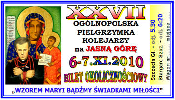 Bilet pielgrzymkowy, okoliczno�ciowy z 2010 roku